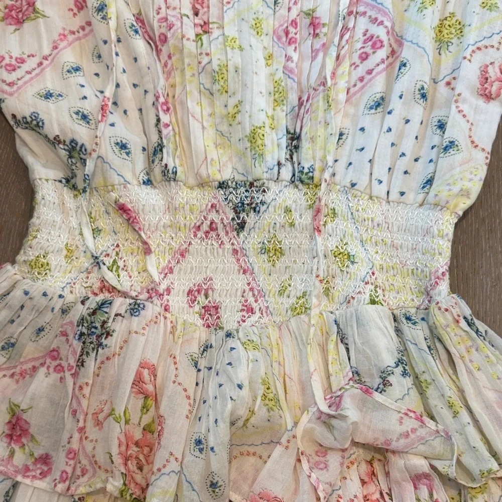 LoveShackFancy Multicolor Floral Ruffle Dress - Picture 2 of 10